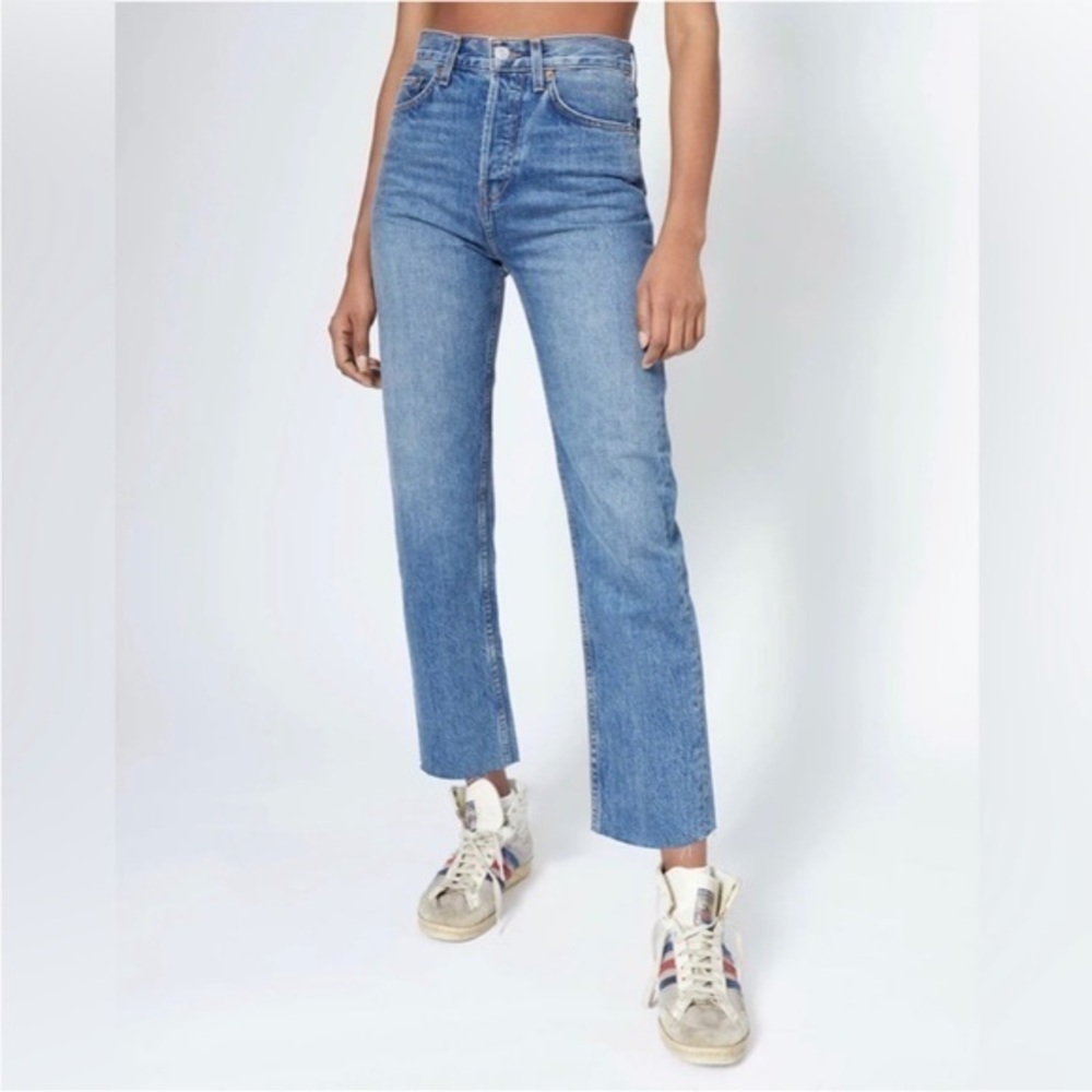 Re/Done High Rise Denim Jeans in Blue